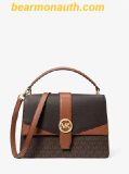  Túi Xách Michael Kors Greenwich Medium Signature Logo Satchel Brown 35S5GGRS6V 