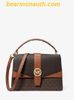  Túi Xách Michael Kors Greenwich Medium Signature Logo Satchel Brown 35S5GGRS6V 