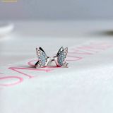  Bông Tai, Khuyên Tai Swarovski Idyllia Lilia stud earrings Butterfly, Blue, Rhodium plated 5662183 