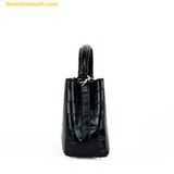  Túi Đeo Chéo Tory Burch Small Black Crocodile Embossed Leather Micro Satchel Handbag 