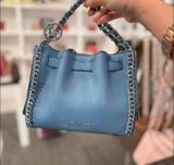  Túi Đeo Chéo Michael Kors Mina Small Chain Convertible Crossbody Bag Xanh Blue 