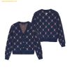  Áo Khoác Cardigan MLB Women's Diamond Monogram Full-Length Crop Cardigan BOS (Navy) 3FKCM0241-43NYS 