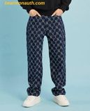  Quần Dài MLB Classic Monogram Stripe Jacquard Denim 3FDPM0424 