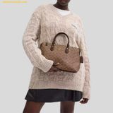  Túi Xách Coach Georgia Satchel bag in signature canvas CW422 Nâu Logo 
