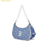  Túi Đeo Vai MLB Diamond Monogram Denim Jacquard Hobo Bag Boston Red Sox - L.Sky Blue 3ABQS023N-43SBL 