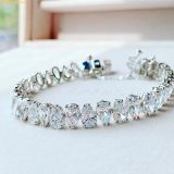  Lắc Tay Swarovski Matrix Tennis bracelet Pear cut, White, Rhodium plated 5598350 