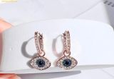  Bông Tai, Khuyên Tai Swarovski Symbolica hoop earrings Evil eye, Blue, Rose gold-tone plated 5425857 