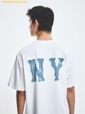  Áo Phông MLB Basic Denim-like Coopers Overfit Short Sleeve T-shirt New York Yankees Ivory 3ATSB1053-50IVS 