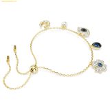  òng Tay, Lắc Tay Swarovski Symbolica bracelet Crystal pearl, Clover, evil eye and horseshoe, Blue, Gold-tone plated 5692162 