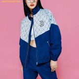  Áo Khoác Gió MLB Diamond Monogram Incision Setup Windbreaker Boston Red Sox 3Awjm0221-43Mgs - Xám Phối Xanh 