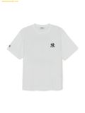  Áo Phông MLB Basic Simple Street Logo Oversized Short Sleeve T-shirt New York Yankees 3ATSB0463-50WHS White 