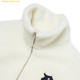  Áo Khoác Lông MLB Basic Mega Logo Stand-Neck Fleece Jumper DT 3AFDB0326-46CRS - Trắng Kem 
