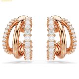  Khuyên Tai , Bông Tai Swarovski Hyperbola hoop earrings Mixed cuts, Mini, White, Rose gold-tone plated 5698702 