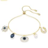  òng Tay, Lắc Tay Swarovski Symbolica bracelet Crystal pearl, Clover, evil eye and horseshoe, Blue, Gold-tone plated 5692162 