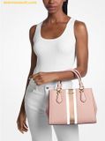  Túi Xách Michael Kors Marilyn Medium Signature Logo Stripe Satchel 35F5G6AS6V Powder Blush 