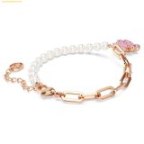  Lắc Tay, Vòng Tay Swarovski Teddy bracelet Crystal pearl, Bear, Pink, Rose gold-tone plated 