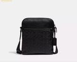 Túi Đeo Chéo Nam Coach Houston Flight Bag In Signature Leather 4009 Đen Logo Nỗi 
