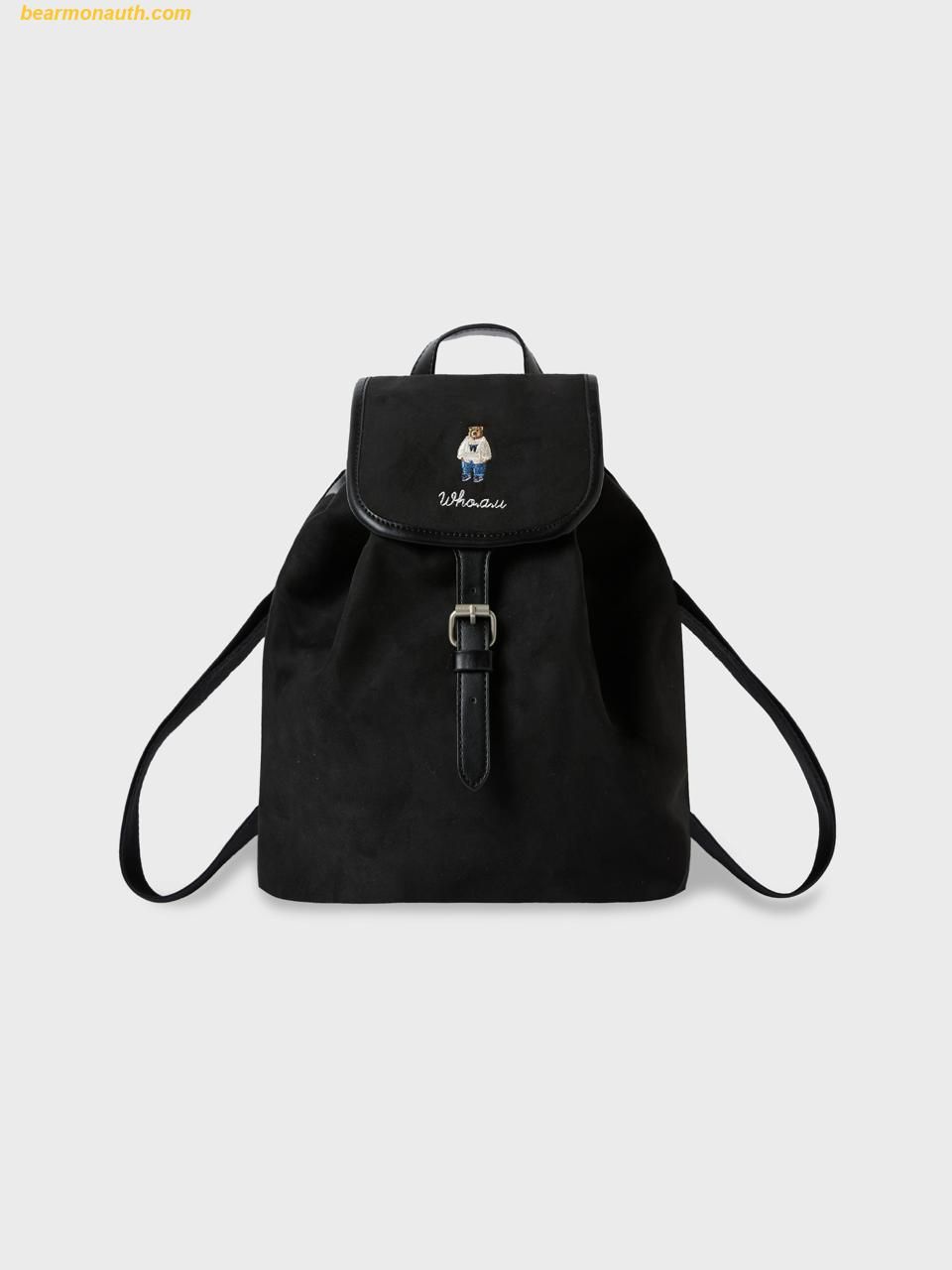  Balo WHOAU Suede Buckle Backpack Màu Đen 