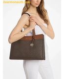  Túi Tote Michael Kors Jet Set Travel Large Signature Logo Pocket Tote Bag Brown 