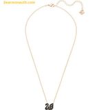  Dây Chuyên, Vòng Cổ Swarovski Facet Swan Necklace, Black, Mixed Metal Finish 