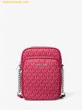  Túi Đeo Chéo Michael Kors Jet Set Travel Medium Signature Logo Crossbody Bag Raspberry 35R4STVC6V 
