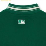 Áo Khoác Bomber MLB Basic Medium Logo Wool Varsity Jacket NY (Mg.Green) 3AJPB0131-50GNM Tay Da 