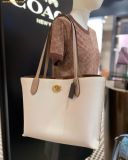  Túi Tote COACH Color Block Leather Willow Tote Chalk Multi One C0691 Trắng Cream 