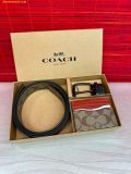  Set Ví Coach Boxed Card Case And Belt Gift Set In Colorblock Signature Canvas C8278 Nâu khaki 