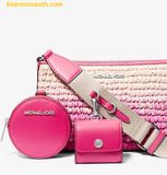  Túi Đeo Chéo Michael Kors Jet Set Small Ombre Straw Crossbody Bag with Case cho Apple Airpods Pro 3in1 - Hồng 