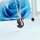  Dây Chuyền, Vòng Cổ Swarovski Swan pendant Swan, Small, Black, 18k rose gold finish 5678046 