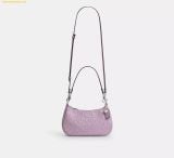  Túi Đeo Vai Coach Teri Shoulder Bag In Signature Leather With Heart Charm Light Violet CDA98 