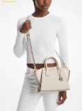  Túi Đeo Chéo Michael Kors Avril Small Logo and Leather Satchel Light Cream Multi 35F4G4VS1B 