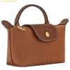  Túi Tote Longchamp Le Pliage Green Pouch With Handle Cognac - Canvas 