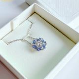  Dây Chuyền Swarovski Idyllia pendant Mixed cuts, Flower, Blue, Rhodium plated 5680013 