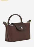  Túi Xách Longchamp Le Pliage Green Pouch with Handle Size Mini Mocha 