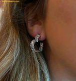  Khuyên Tai, Bông Tai Swarovski Matrix hoop earrings Baguette cut, Heart, Small, White, Rhodium plated 5653170 