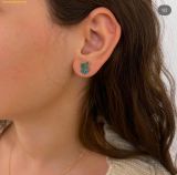  Bông Tai, Khuyên Tai Swarovski Iconic Swan Stud Earrings Swan Green Rose Gold Tone Plated 5650063 