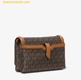  Túi Đeo Chéo Michael Kors Jet Set Small Logo Print Woven Smartphone Crossbody Bag Nâu Logo 32T4GJ6C1O 