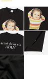  Áo Phông ADLV Baby Face Stripe Headset Sleeve T-Shirt Đen 
