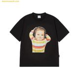  Áo Phông ADLV Baby Face Stripe Headset Sleeve T-Shirt Đen 