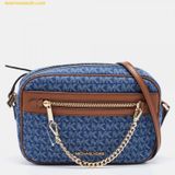  Túi Đeo Chéo Michael Kors Jet Set Large Zip Logo Crossbody Bag Blue Brown 
