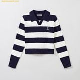  Áo Sweater Len SAPO Cable Semi-Open Sweater SPKWE49G40 - Navy 