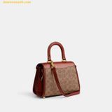  Túi Xách Coach Sammy Top Handle 21 In Signature Canvas Nâu Logo 