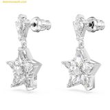  Khuyên Tai, Bông Tai Swarovski Stella Drop Earrings Kite Cut, Star, White, Rhodium Plated 5652002 