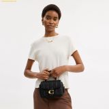  Túi Đeo Chéo Coach Tabby 19 Quilted Leather Top-Handle Bag Black CCC12 