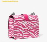  Túi Đeo Chéo Michael Kors Greenwich Small Animal Print Logo Crossbody Bag Màu Hồng Trắng Rằn Ri 