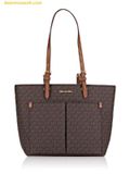  Túi Tote Michael Kors Jet Set Travel Signature Medium Double Pocket Tote Brown 35F3GTVT3B 