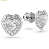  Khuyên Tai, Bông Tai Swarovski Ariana Grande x Swarovski stud earrings Mixed cuts, Heart, White, Rhodium plated - SKU: 5720859 