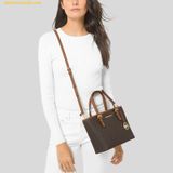  Túi Tote Mini Michael Kors Jet Set Travel Extra Small Logo Top-Zip Tote Bag Powder Blush Brown Logo 