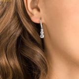  Bông Tai Swarovski Stilla Attract hoop earrings Round cut, White, Rhodium plated 5416155 